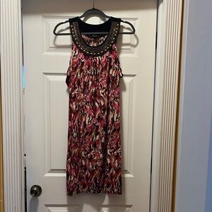 Vibrant Elementz Sleeveless Dress with Decorative Neckline